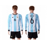 Argentina #6 Biglia Home Long Sleeves Soccer Country Jersey