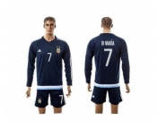 Argentina #7 Di Maria Away Long Sleeves Soccer Country Jersey