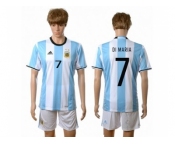 Argentina #7 Di Maria Home Soccer Country Jersey1