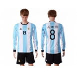 Argentina #8 J.Zanetti Home Long Sleeves Soccer Country Jersey