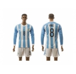 Argentina #8 Perez Home Long Sleeves Soccer Country Jersey1