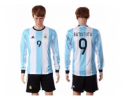 Argentina #9 Batistuta Home Long Sleeves Soccer Country Jersey