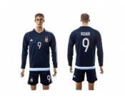 Argentina #9 Higuain Away Long Sleeves Soccer Country Jersey