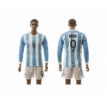 Argentina #9 Higuaín Home Long Sleeves Soccer Country Jersey2
