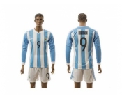 Argentina #9 Higuaín Home Long Sleeves Soccer Country Jersey2