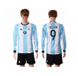 Argentina #9 Higuaín Home Long Sleeves Soccer Country Jersey