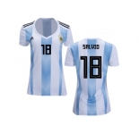 Women Argentina #18 Salvio Home Soccer Country Jersey