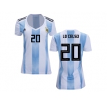 Women Argentina #20 Lo Celso Home Soccer Country Jersey