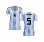 Women Argentina #5 Paredes Home Soccer Country Jersey