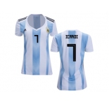 Women Argentina #7 Icardi Home Soccer Country Jersey