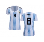 Women Argentina #8 Perez Home Soccer Country Jersey