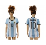 Women's Argentina #10 Maradona Home Soccer Country Jersey