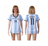 Women's Argentina #11 Aguero Home Soccer Country Jersey