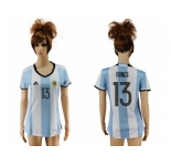 Women's Argentina #13 Funes Home Soccer Country Jersey