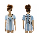 Women's Argentina #14 Mascherano Home Soccer Country Jersey