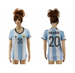 Women's Argentina #20 Kun Aguero Home Soccer Country Jersey