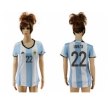 Women's Argentina #22 Lavezzi Home Soccer Country Jersey