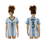 Women's Argentina #3 Mercado Home Soccer Country Jersey