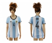 Women's Argentina #4 Gino Home Soccer Country Jersey