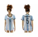 Women's Argentina #5 Kranevitter Home Soccer Country Jersey
