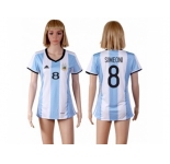 Women's Argentina #8 Simeoni Home Soccer Country Jersey