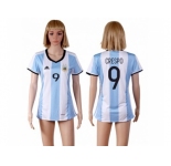 Women's Argentina #9 Crespo Home Soccer Country Jersey