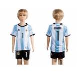 Argentina #1 Romero Home Kid Soccer Country Jersey