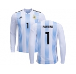 Argentina #1 Romero Home Long Sleeves Kid Soccer Country Jersey