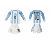 Argentina #10 Maradona Home Long Sleeves Kid Soccer Country Jersey