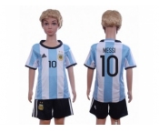 Argentina #10 Messi Home Kid Soccer Country Jersey
