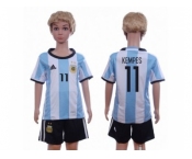 Argentina #11 Kempes Home Kid Soccer Country Jersey