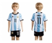 Argentina #11 Lamela Home Kid Soccer Country Jersey