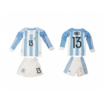 Argentina #13 Funes Home Long Sleeves Kid Soccer Country Jersey