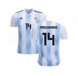 Argentina #14 Mascherano Home Kid Soccer Country Jerseys