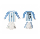 Argentina #15 Demchelis Home Long Sleeves Kid Soccer Country Jersey