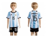 Argentina #15 Demichelis Home Kid Soccer Country Jersey