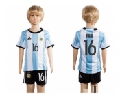 Argentina #16 Rojo Home Kid Soccer Country Jersey