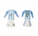 Argentina #17 Otamemdi Home Long Sleeves Kid Soccer Country Jersey