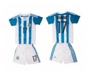 Argentina #17 Otamendi Home Kid Soccer Country Jersey1