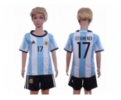 Argentina #17 Otamendi Home Kid Soccer Country Jersey