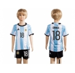 Argentina #18 Correa Home Kid Soccer Country Jersey