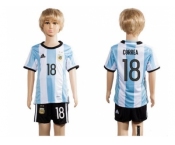 Argentina #18 Correa Home Kid Soccer Country Jersey