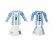 Argentina #18 Correa Home Long Sleeves Kid Soccer Country Jersey