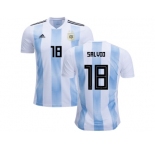Argentina #18 Salvio Home Kid Soccer Country Jersey