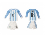 Argentina #18 Tevez Home Long Sleeves Kid Soccer Country Jersey