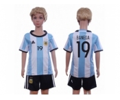 Argentina #19 Banega Home Kid Soccer Country Jersey