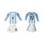 Argentina #19 Banega Home Long Sleeves Kid Soccer Country Jersey