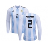 Argentina #2 Mammana Home Long Sleeves Kid Soccer Country Jersey