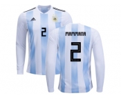 Argentina #2 Mammana Home Long Sleeves Kid Soccer Country Jersey