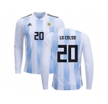 Argentina #20 Lo Celso Home Long Sleeves Kid Soccer Country Jersey